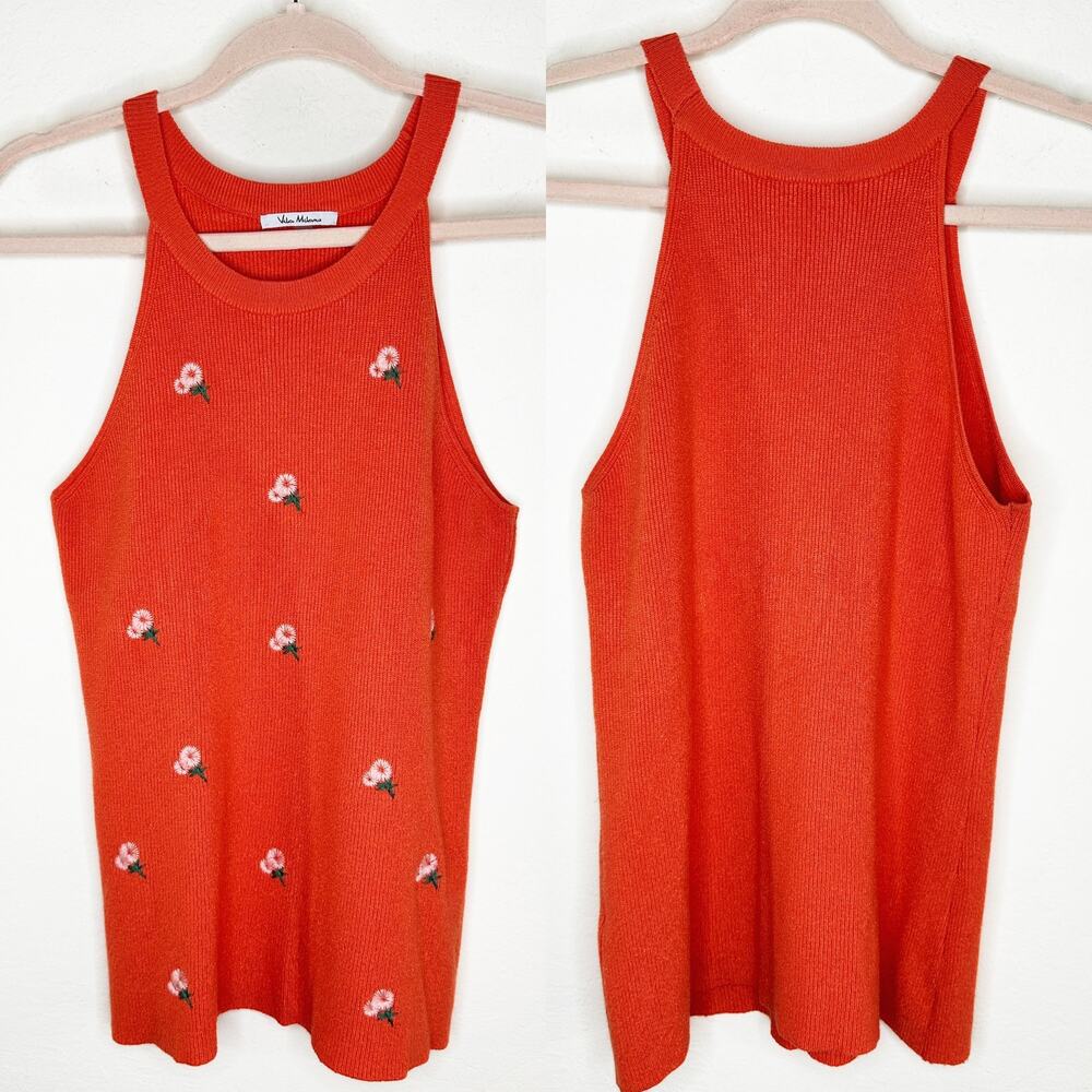 Vila Milano Daisy Floral Embroidered Ribbed Knit Halter Tank Top Bundle Medium - Picture 3 of 16
